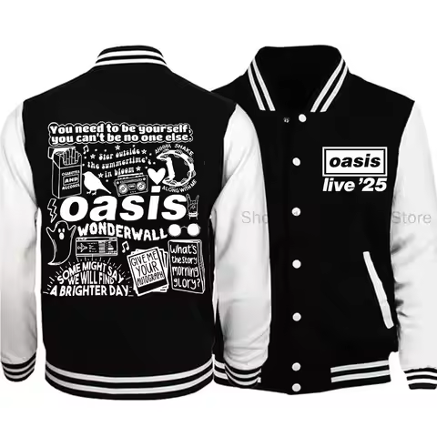 Oasis Reunion Tour 2025 Baseball Uniform Jacket Harajuku Y2k Oasis Live 25 Tour Fashion Baseball Jac