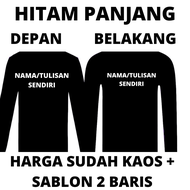 kaos sablon custom nama tulisan logo sendiri lengan panjang depan belakang bahan katun combet 24s