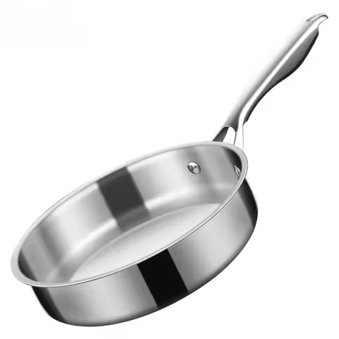 16cm/20cm Frying Pan Stainless Steel Frying Pan Non Coated Flat Bottom Household Cooking Steak Omele