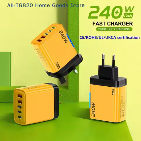 [TG820]240W 5Port GaN Charger USB C Fast Charging Adapter PD Quick Charge3.0 Type C USB Charger