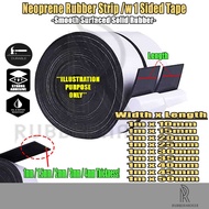 Neoprene CR Rubber Strips WITH 1 Sided Tape 1mm to 4mm Thickness x 1m Width x 10mm to 50mm Length Va