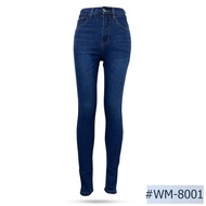 กางเกงยีนส์ขายาวทรงสกินนี่ นิยมยีนส์ Niyom jeans สียีนส์ ผ้ายืด แต่งเฟดสว่าง รุ่น WM-8001