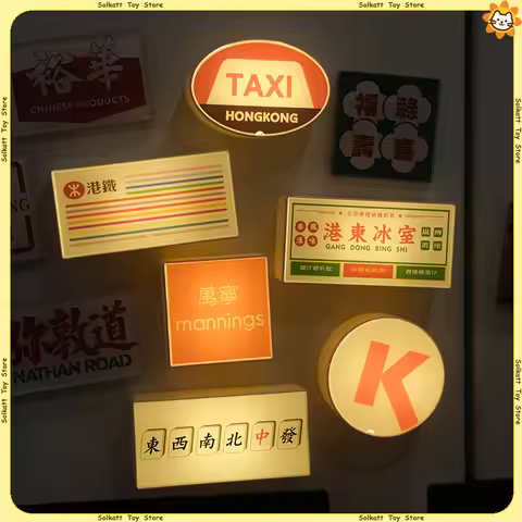 Hong Kong Light Boxes Fridge Magnets Creative Acrylic Home Decoration Tea Restaurant Mahjong Taxi Ma