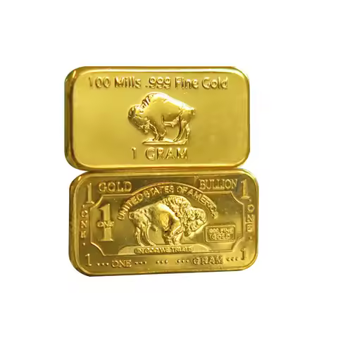 C12 Gold Plated Brass Bullion Mint 1 Gram 100 Mills . 999 Fine Gold