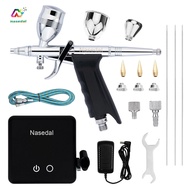 Nasedal Airbrush Compressor Kit 0.3‑0.5‑0.8mm Double Action Airbrush With 36PSI Auto‑Stop Compressor