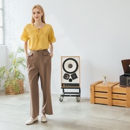 [CUMAR] Embroidered Design Pocket Straight Trousers Coffee Gray