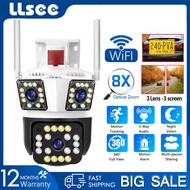 LLSEE 8X Zoom 3 Lens CCTV Outdoor Camera 360 PTZ Wireless CCTV WIFI Camera Waterproof Mobile Tracking Bidirectional Call Color Night Vision