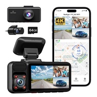 REDTIGER F17 4K 3-Camera Dash Cam 5.8GHz WiFi IR Night Vision GPS WDR