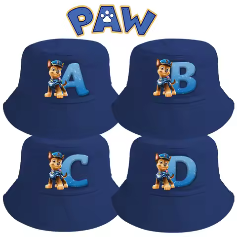 Cute PAW Patrol Cotton Summer Bucket Hat Parent-child Activities Outdoor Sunscreen Hat Letter A-Z Ca