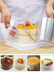 1套透明慕斯蛋糕圍邊卷，DIY蛋糕烘焙裝飾環和卷，加厚PET慕斯蛋糕圍邊，透明蛋糕帶和包裝膠帶用於烘焙裝飾