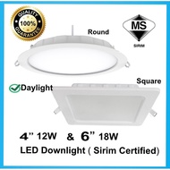 Lampu bilik (Sirim) LED Downlight 6”inch 18W / 4”inch 12W Recessed light /Ledeon Y806 6”18W