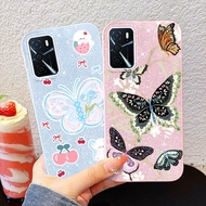 YBD Phone Case For OPPO A55 A56 A54 A53S 4G 5G A16S A16 A54S 4G Color Blocking Butterfly Glitter Pow