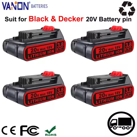 VANON 1/2/4Pack 3.8Ah LBXR20 Battery Replace for Black & Decker 20V Battery LB20 LBX20 LB2X4020 Cord