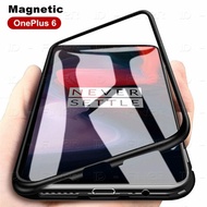 Magnetic Adsorption Flip Case For OnePlus 6 Case Tempered Glass Metal Bumper Phone Case For OnePlus6