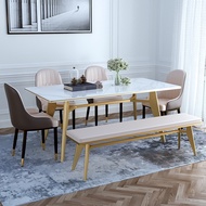 Nordic marble dining table and bench and dining chair combination modern marble table simple dining table rectangular table multi-person table