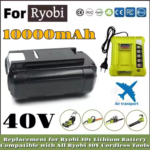 40V For Ryobi 10Ah Li-Ion Rechargeable Battery For Ryobi RY40502 RY40200 40V Cordless Power Tools Ba