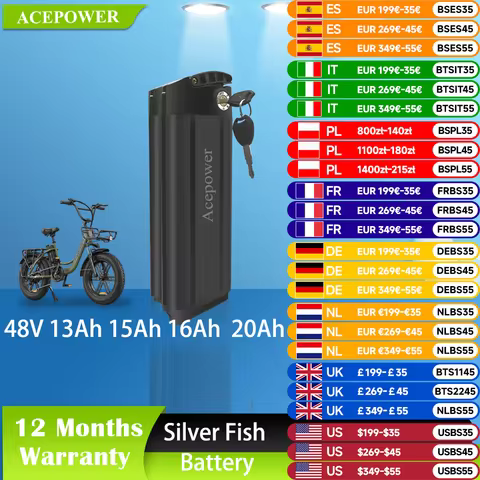 Foldable eBike Battery For ENGWE L20 Cmacewheel Y20 VAKOLE Y20 Pro Battery 48V 13Ah 15Ah 16Ah 20Ah E