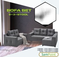Sampoint Modern Sofa Set / 1 Seater + 2 Seater + Stool / 2 + 3 Seater Minimalist Sofa / 2+3Sofa Fabric / 2+3Sofa Mewah / Sofa Murah / Design Exclusive / Ready Stock + Including Intallation / Siap Pasang