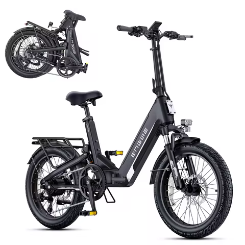 ENGWE L20 3.0 Full Suspension E-Bike, 1500W 48V 15Ah 60Miles, Smart GPS Anti-Theft, 28MPH Foldable C
