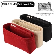 For Chanel19 Flap Handbag Felt Cloth Insert Bag Organizer Makeup