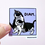 (SG) "diam" singlish cat meme waterproof vinyl sticker (1 Piece)