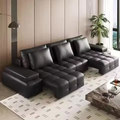 Multifunctional Electric Sofa Straight Row Black Sleeper Lazy Convertible Sofa Bed Luxury Lawrence G
