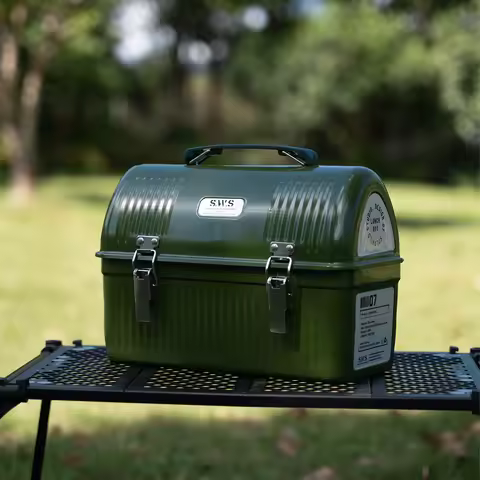 9.4L Outdoor SWS Wilderness Metal Lunch Box Vintage Camping Small Fishing Coffee Tea Equipment Stora