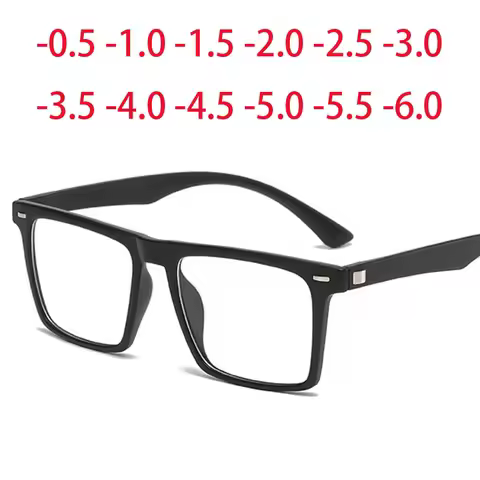 2302 Square Big TR90 Frame Clear Lens Prescription Glasses Myopia Nerd Spectacles Degree -0.5 -1.0 -