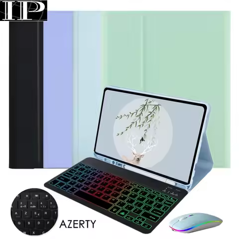 Clavier Frencais AZERTY Keyboard For iPad 10 Generation 2022 with Pen Holder Smart Cover Coque For A