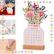 BUTUTU Bloomy Flowers Desk Calendar, Desk Calendar Office Desk Decor Countdown Calendars, High Quality Gift Vase Shaped  Year Desktop Flip Calendar Office