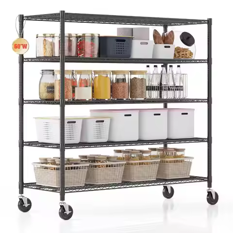 5 Tier Storage Racks and Shelving, 24"x60"x82" Heavy Duty Metal Shelves for Storage, 3000LBS Commerc