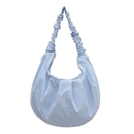 2023 Korean Casual Large Capacity Shoulder Bag for Woman Solid Color Pleated Dumpling Bag Fresh Camp
