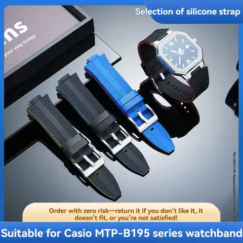 Compatible with Casio MTP-B195, Soft Silicone Watch Band Replacement, Fashion Minimalist Rubber Stra