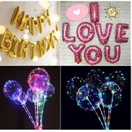 Balloon Party Transparent Balloon & I LOVE YOU Pink & HAPPY BIRTHDAY Gold 40cm Flash Colorful LED Ba
