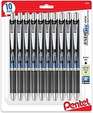 Pentel Energel 0.5 mm Black Needle Tip Pens 10 Pack Rtx Retractable Liquid Gel Pen, Great for Office, School &amp; Home for Women &amp; Men