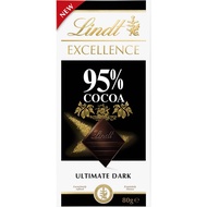 Lindt Excellence 95% Cocoa Dark Chocolate Block 80g (expiry January 31,2025)