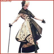Cruella De Vil Cosplay Costume Gown Black White Polka Dot Maid Dress Performance Adult Women Hallowe