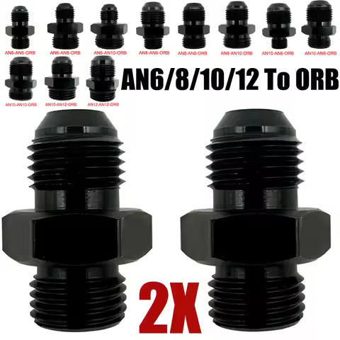 2X Universal AN6 AN8 AN10 AN12 To ORB Fuel Line Hose Fitting Male Adapter AN To AN W/ O-Ring Fuel Pi