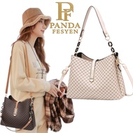 PANDA FESYEN High Quality PU Leather Bucket Bag Women Shoulder Bag Prints Handbags  Beg Wanita Mewah