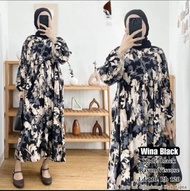 MIDI DRESS RAYON MOTIF BUNGA || DRESS WANITA KEKINIAN || DRESS MUSLIM