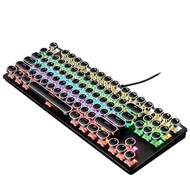 FIREWOLF Wired 87 Keys Punk Mechanical Keyboard Metal Panel Round Keycap RGB LED Backlight USB Gamer
