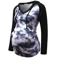 Bhome Maternity Hoodie Long Sleeves Shirt Casual Vneck Top Pregnancy Sweatshirt Tunics