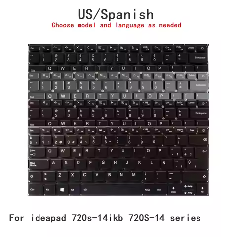 New US Spanish Language Backlit Keyboard For Lenovo ideapad 720s-14ikb 720S-14 series Replacement Ke