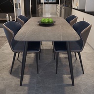 💖 In Stock 💖 Sintered Stone Nordic Dining Table Set w Chair Grey/White Marble Dining Table Italian Rectangular 0120