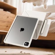 ZOYU | เคส iPad Pro แบบมีขอบสองด้านพร้อมซองปากกาดูดซับแม่เหล็กพร้อมขาหมุนได้แบบพับได้ ปกป้อง Apple i