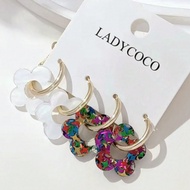 2 Pairs Fashionable Cute Acrylic 5-Petal Pendant Earrings, Suitable For Women, Date, Party, Gift, Cl