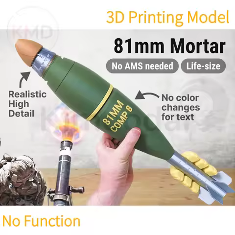 3D Printed US 81mm Mortar Model M821 Static No Functional Military Fans Collection Ornament Teach To