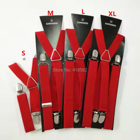 BD002-red baby suspender 4 clips -on 4 sizes for boys and girls men women X-back suspenders Elastic 