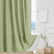 Craidlela 3D Embossed Pattern Shower Curtain, Jacquard Rhomboid Pattern Vintage Bathroom Curtain, Wa