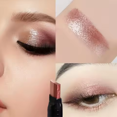 Glitter Double Color Gradient Eyeshadow Stick Pencil Two Tone Shimmer Metallic Lazy Eye Shadow Pen W